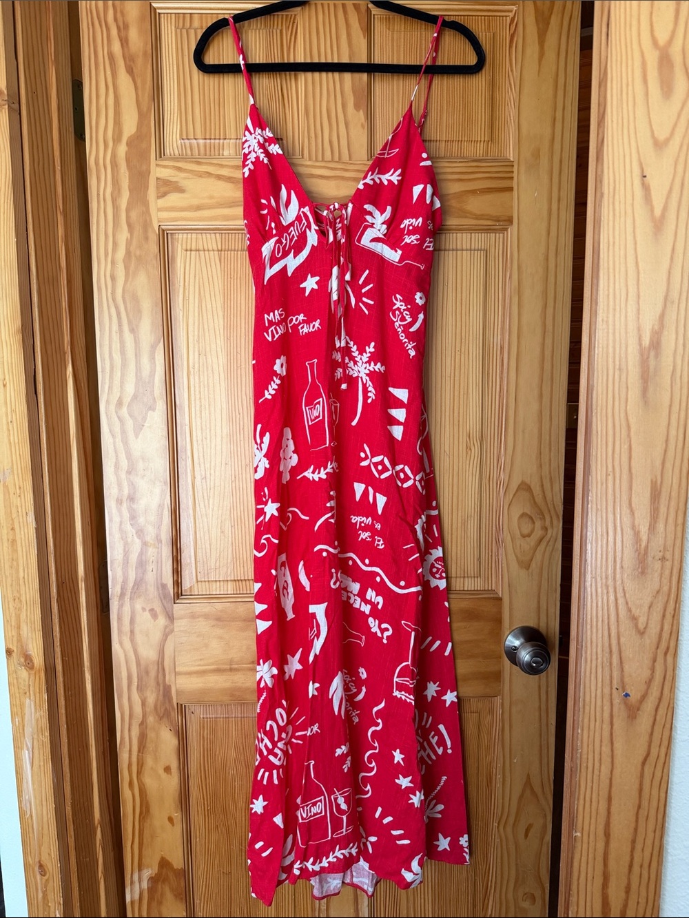 Red Printed Slip Maxi Dress